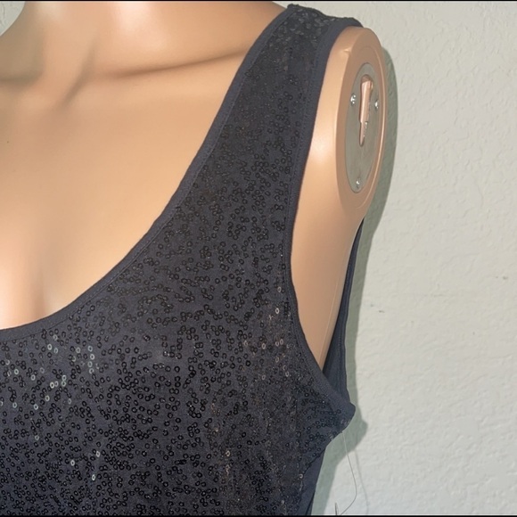 Nwt Ana sleeveless black sequins top size large - Picture 2 of 5